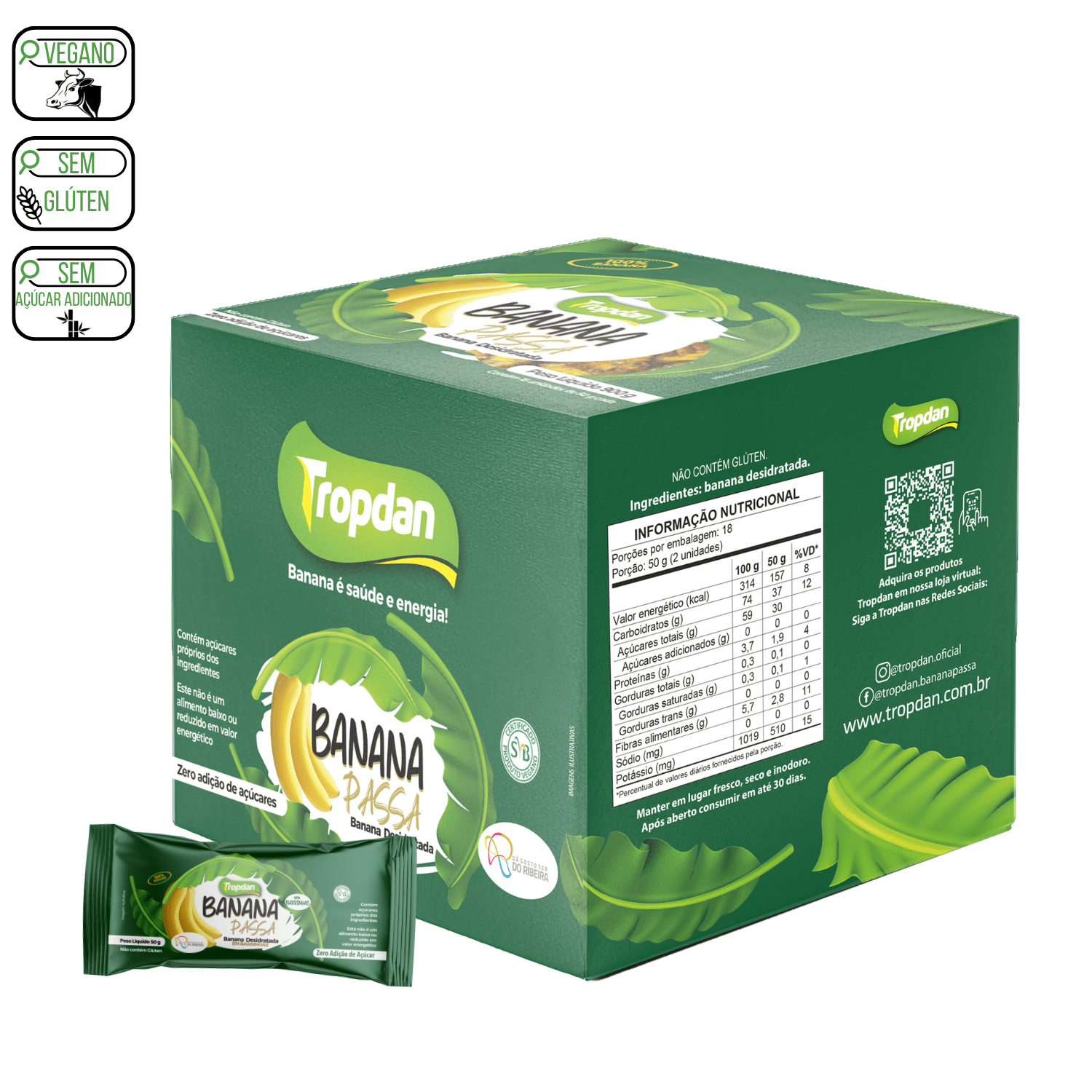 Banana Passa Display com 18 unidades 50g
