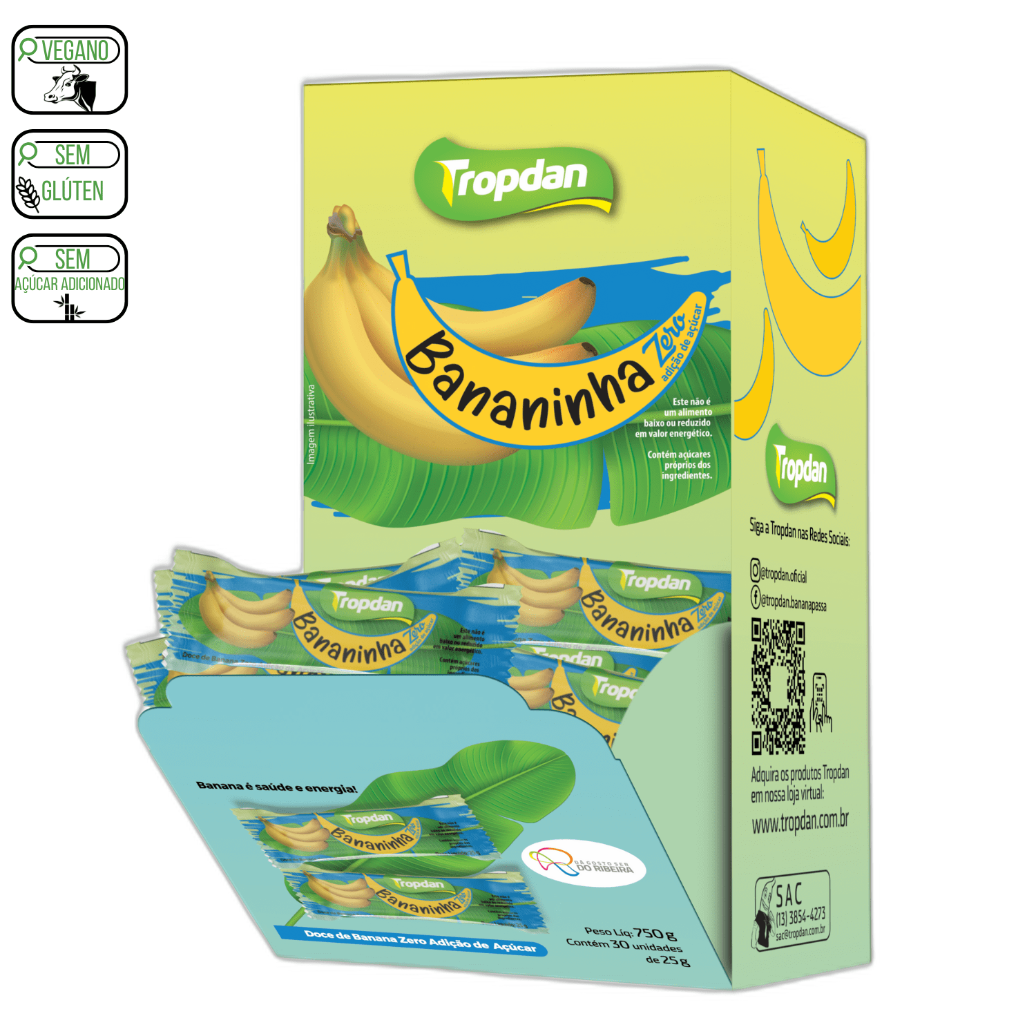 Bananinha sem adição de açúcar 25g - Display com 30 unidades