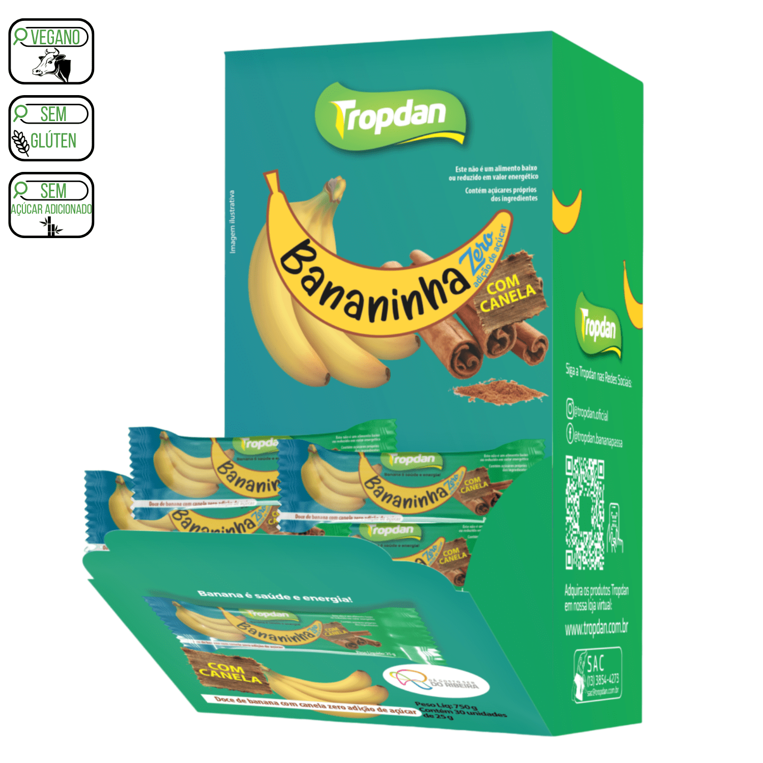Bananinha Tropdan Com Canela 30 uni - 25g