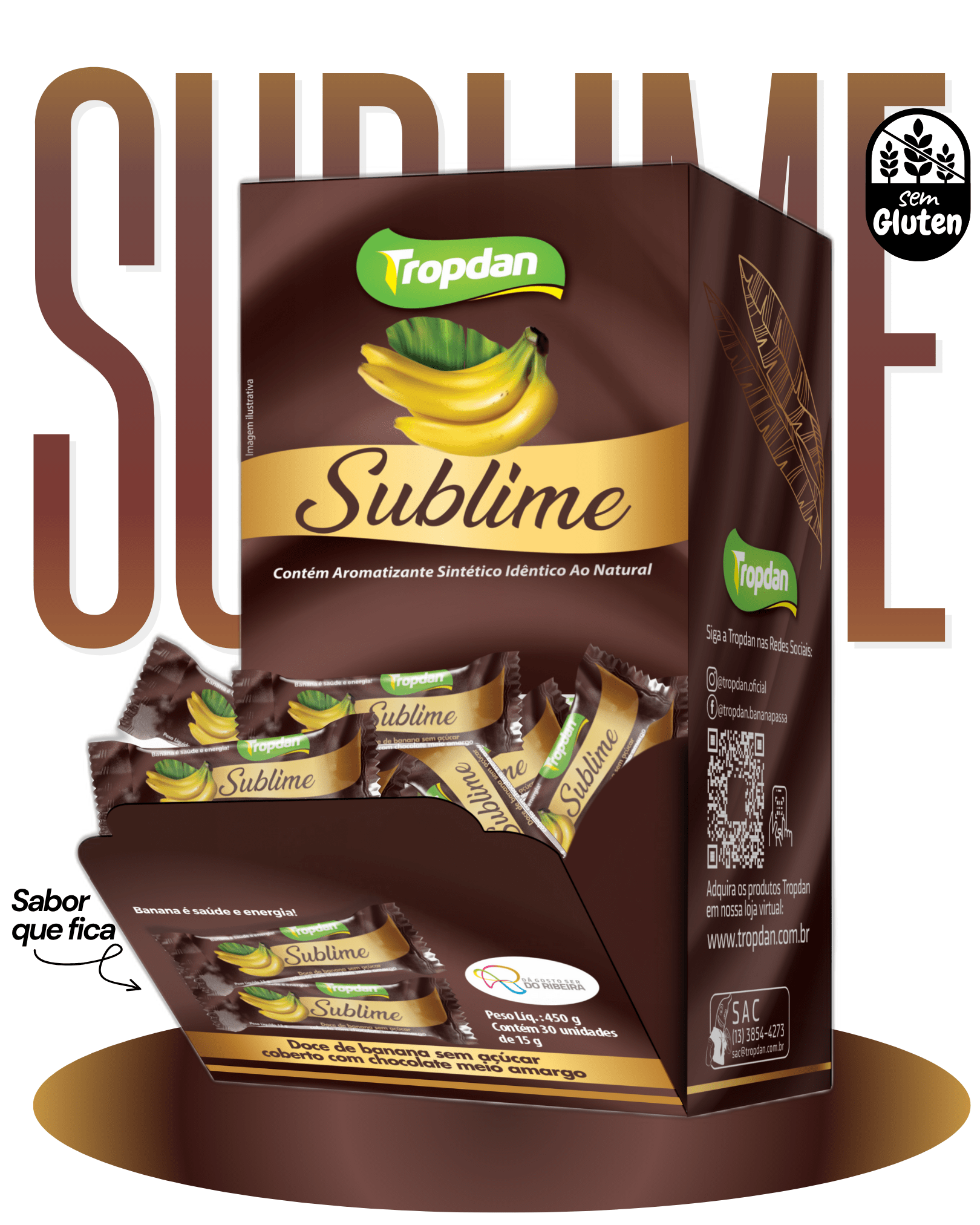 Sublime (doce de banana com chocolate meio amargo) - Display 30x15g