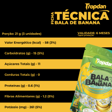 Bala de Banana Sem adição de Açúcar - Pacote com 120g