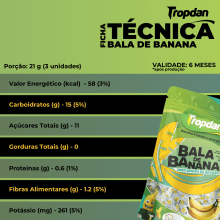 Bala de Banana Sem adição de Açúcar - Pacote com 120g