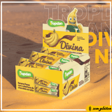 Barra de banana passa coberta com chocolate ao leite - Display com 24 unidades de 28g
