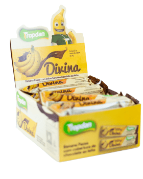 Banana Passa coberta com chocolate ao leite 28g - Display com 24 unidades