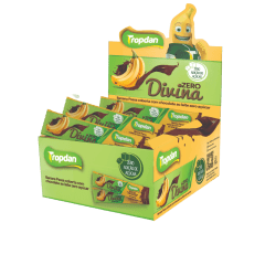 Banana passa coberta com chocolate Diet 28g - Display com 24 unidades