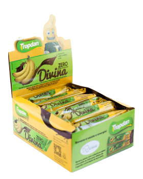 Banana passa coberta com chocolate Diet 28g - Display com 24 unidades
