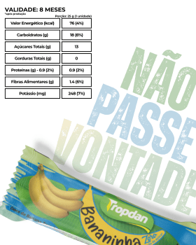 Bananinha sem adição de açúcar - Display com 30 unidades de 25g Bananinha sem adição de açúcar - Display com 30 unidades de 25g