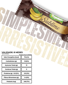 Sublime - Doce De Banana S/ Açúcar Coberto Chocolate Meio Amargo Display 30 unidades Sublime - Doce De Banana S/ Açúcar Coberto Chocolate Meio Amargo Display 30 unidades
