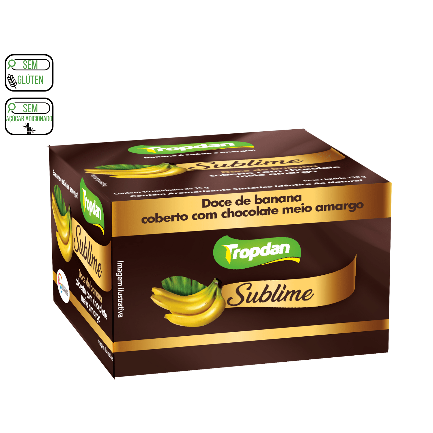 Sublime - Doce De Banana S/ Açúcar Coberto Chocolate Meio Amargo Display 10 unidades